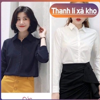 💮 Áo Sơ Mi Nữ Dài Tay Unisex 💮 Form cực chuẩn 💮 2 màu đen và trắng 💮 Hàng Xuất Châu âu💮