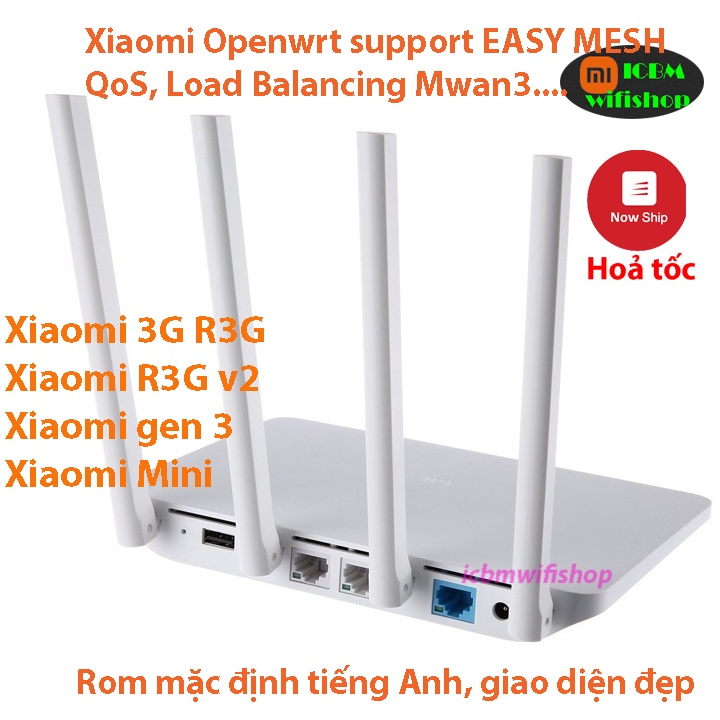 Openwrt wifi Xiaomi router Open port support  Fast roamming, Mwan3,QoS,Adblock plus.