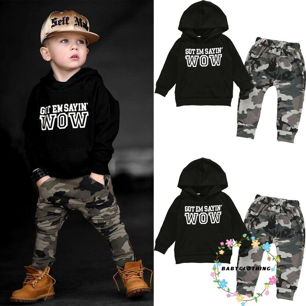 Set áo hoodie tay dài có mũ trùm + quần dài họa tiết rằn ri dễ thương cho bé trai