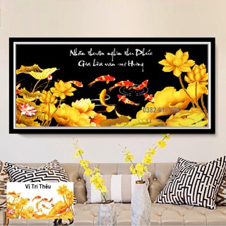 ❤FLASH SALE❤ Tranh thêu chữ thập Cửu Ngư Quần Hội, Kích Thước 99x50cm - 125x59cm
