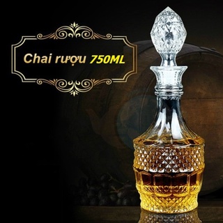 Vỏ Chai Rượu Đẹp 750ml (combo 2 cái) mẫu trụ tròn họa tiết nổi - Chai Đựng Rượu Cao Cấp (B2) #vochairuoudep