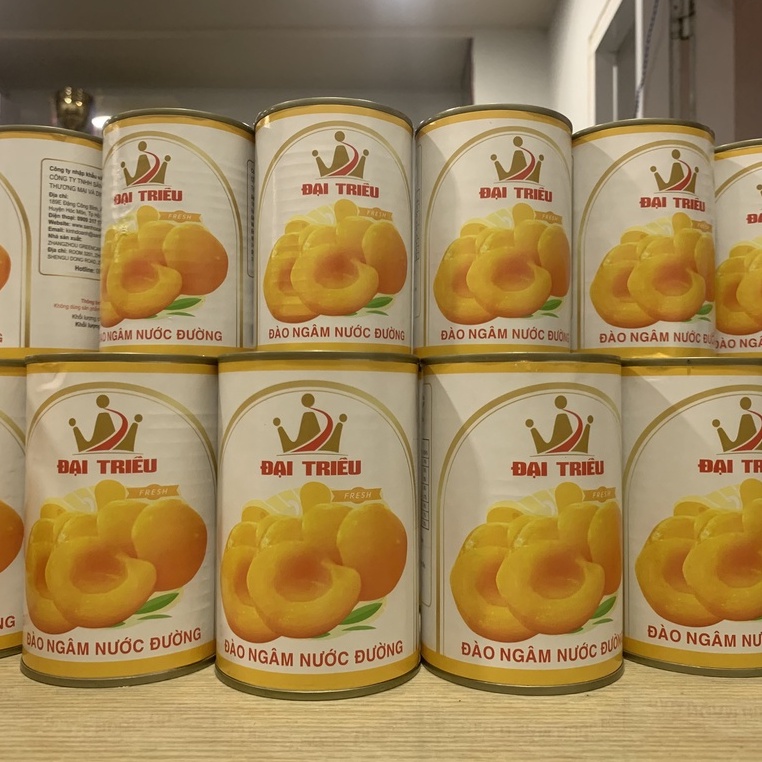 Đào Tươi Ngâm Nước Đường Giòn Ngọt Đại Triều - Hộp Nhỏ 425g - Nguyên Liệu Làm Trà Đào, Trà Trái Cây Ngon