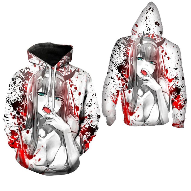 Darling In The Franxx 3D In Hoodies Anime Zero Two Quần áo đường phố thời trang nữ Áo thun thể thao quá khổ