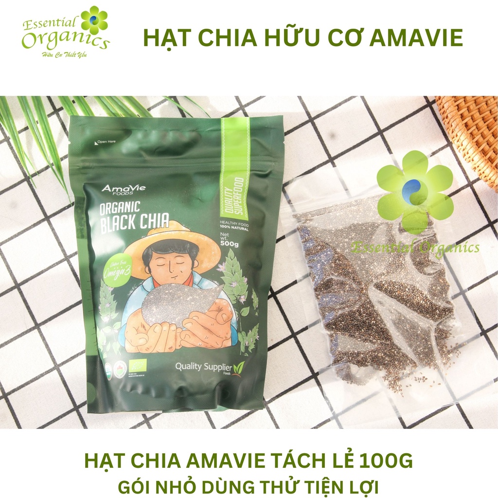 Hạt chia hữu cơ organic chia seeds Amavie Foods 250g, 500g ( Peru) hạt dinh dưỡng giàu chất xơ, omega3 và canxi