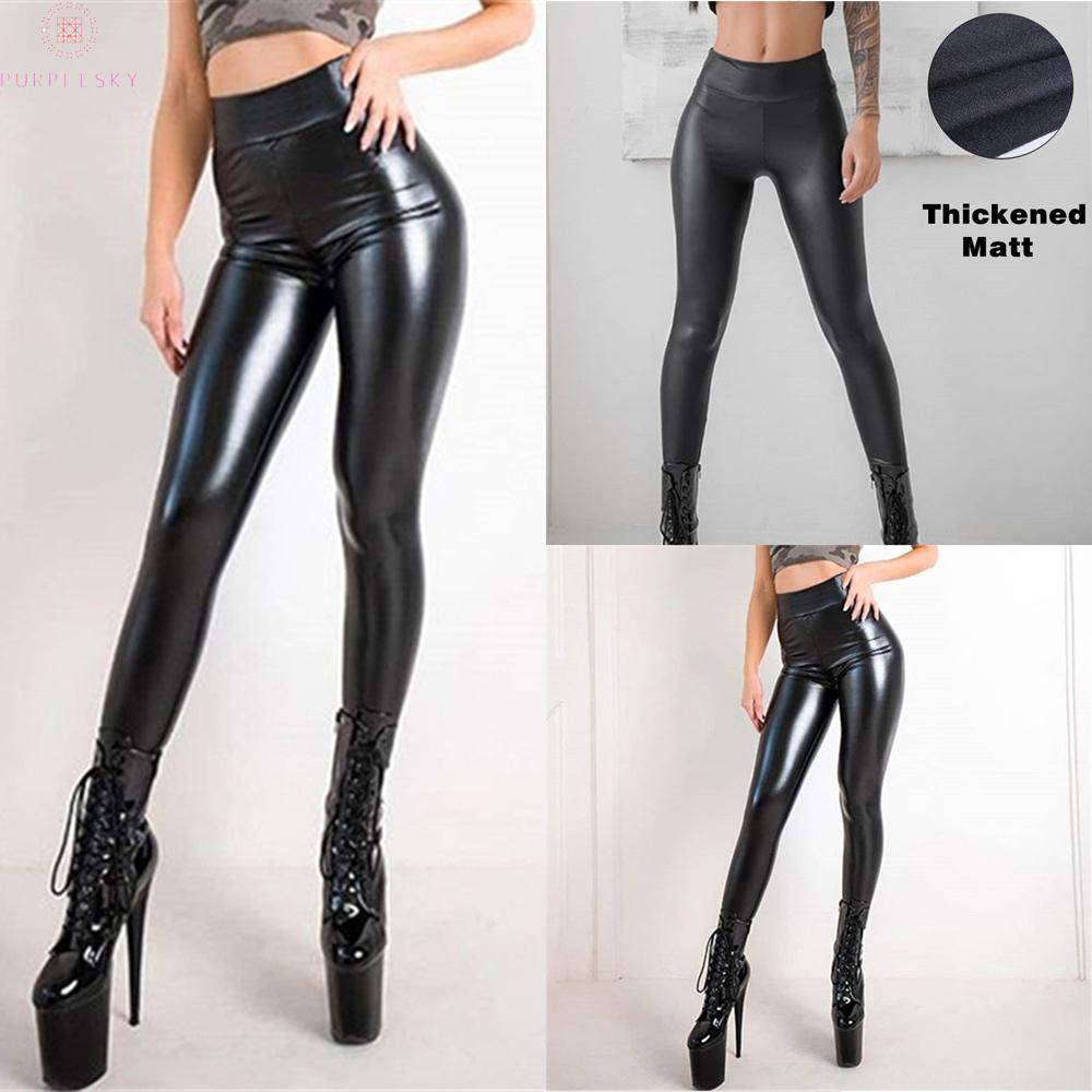 Quần legging da bóng lưng cao thiết kế thời trang cho nữ