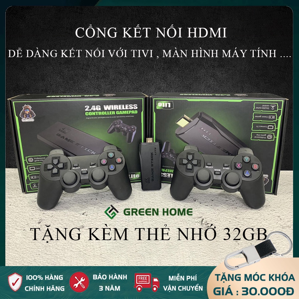 Máy Chơi Game Stick 4k HDMI 3500 game, Tay Cầm Không Dây - Máy Chơi Game 4 Nút, Tặng kèm thẻ nhớ - Bảo Hành 2 Năm