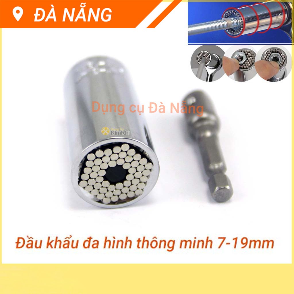 Bộ đầu khẩu đa hình 2 chi tiết 7-19mm và đầu nối vuông 1/2 inch