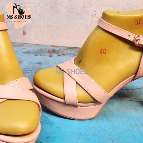 Giày cao gót đế đúp hở mũi quai chữ X dễ đi, rất êm chân 13cm - NS2113