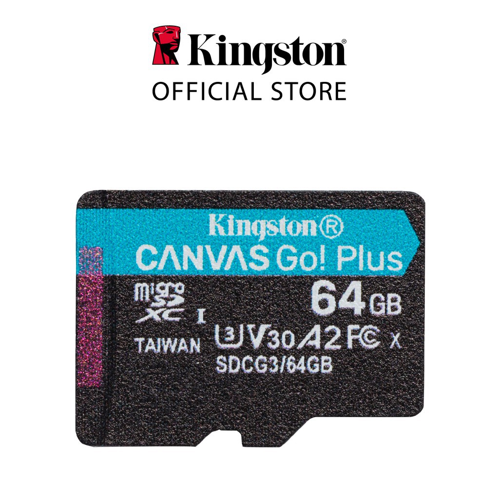 Thẻ nhớ Kingston Canvas Go Plus V30 MicroSD 64GB cho di động Android, camera, flycam và sản xuất video 4K SDCG3/64G