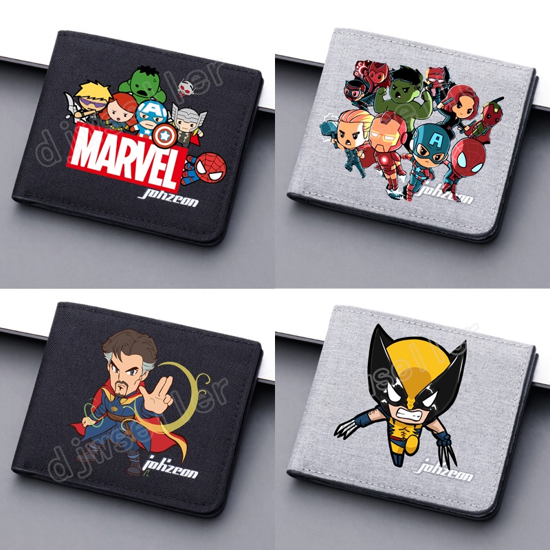 Ví Ngắn Đựng Thẻ Hình Siêu Anh Hùng Marvel Người Nhện Người Sắt Trẻ Trung