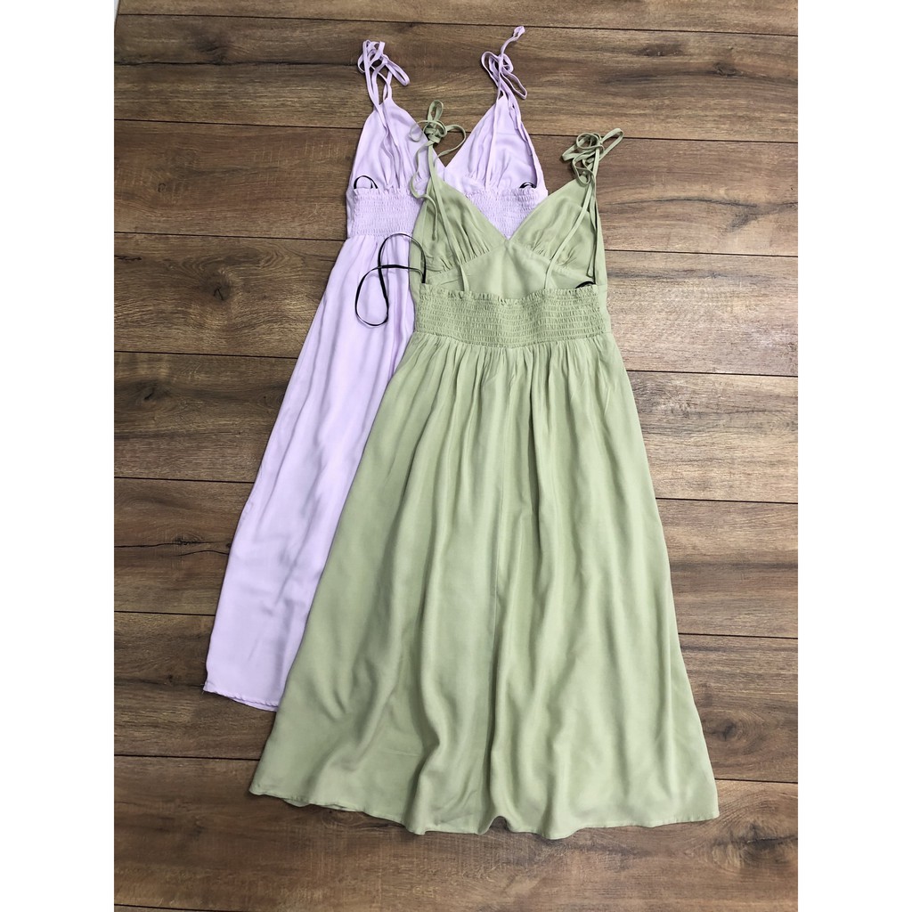 Đầm midi cột nơ vai