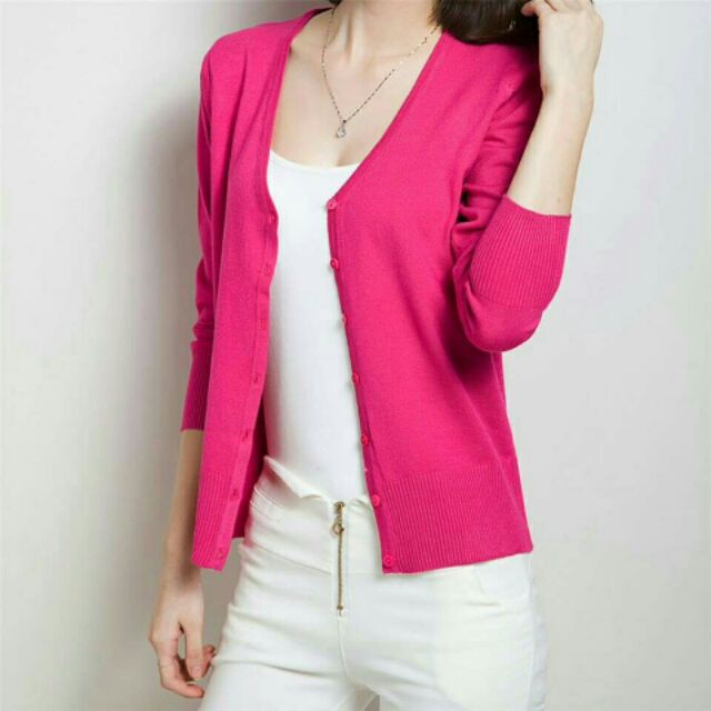 Áo khoác len cổ tim nhiều màu