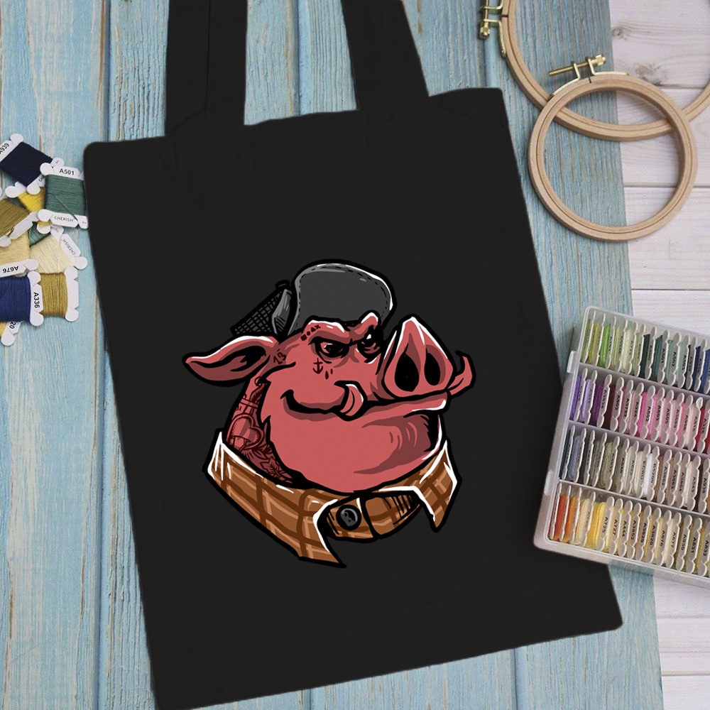 Túi vải, túi Tote (màu đen) MR INKSYNDROME - Mẫu 3 vải canvas dày đẹp cho nữ có khóa miệng đi học đi chơi.