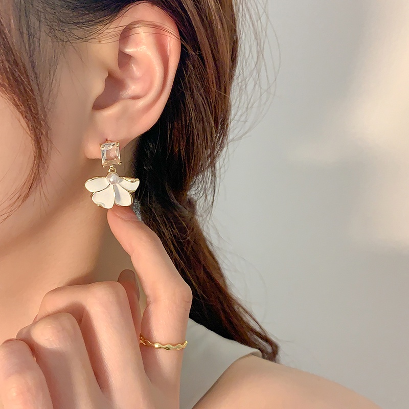 Bông Tai Hình Vuông Đính Ngọc Trai Giả Phong Cách Hàn Quốc Thời Trang Cho Nữ