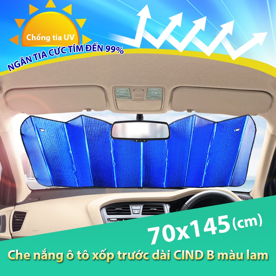 Tấm Che nắng kính ô tô trước sau loại dài 70x145 cm - có kèm 2 núm hit