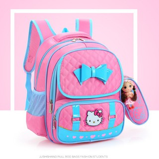 [Giá hot]Balo đi học cao cấp mèo Kitty kèm ví + búp bê, chống gù lưng cho béKodoros