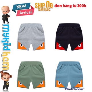 (HÀNG MỚI) Quần thun cho bé trai 3D in hình đôi mắt 2 lớp , quần short bé trai họa tiết siêu cool ngầu chất cotton hàng