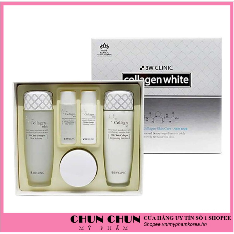 Bộ dưỡng trắng da dưỡng ẩm chống lão hóa da chiết xuất từ Collagen 3W Clinic Hàn Quốc Full Sezi