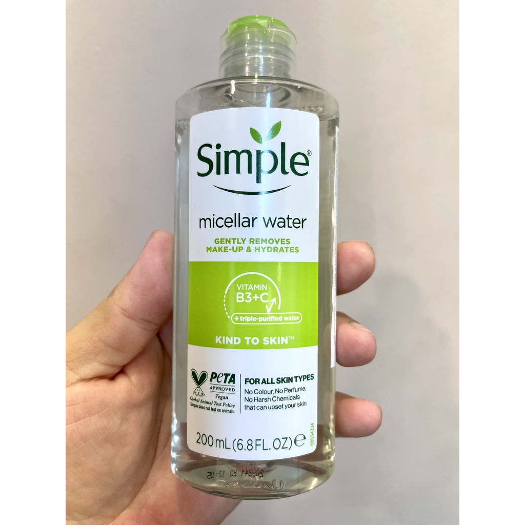 Nước Tẩy Trang Simple Dành Cho Da Nhạy Cảm 200ml Micellar Cleansing Water🌟Sạch sâu🌟Không kích ứng🌟