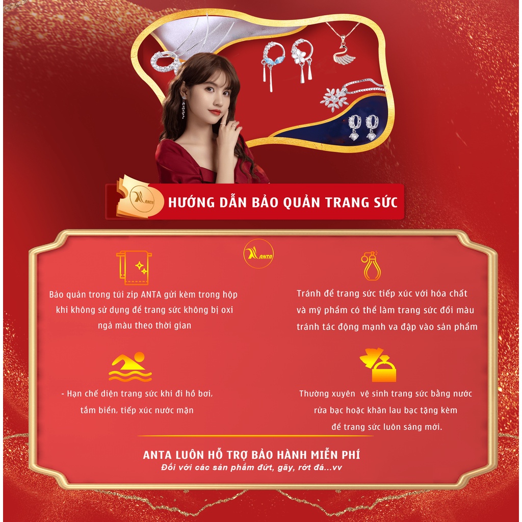 Vòng tay bac ATJ8053 thiết kế kẹp đá đuôi cá tinh xảo chi tiết từng đường nét các tính quý phái ANTA Jewelry