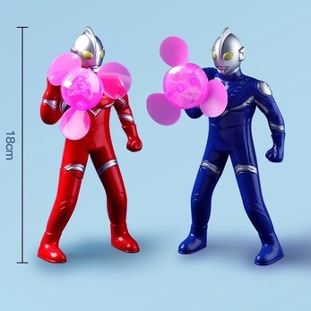 Đồ chơi quạt cầm tay hình siêu nhân, người nhện Ultra man cho bé có đèn sáng Master Kids