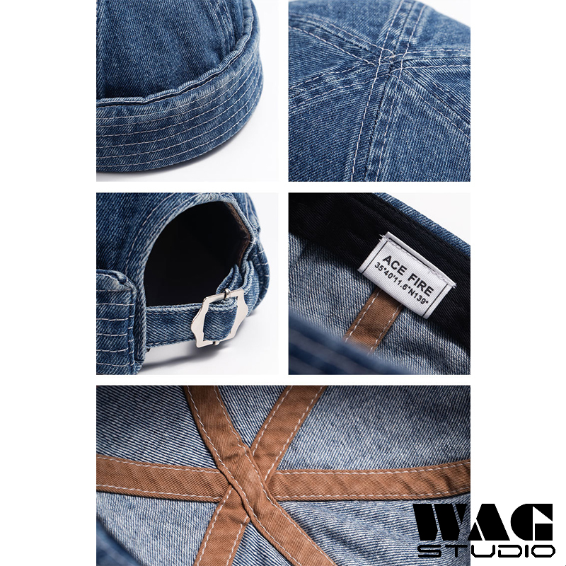 Mũ Denim Mikihat Không Vành Phong Cách Hip Hop Cổ Điển Cho Nam Và Nữ