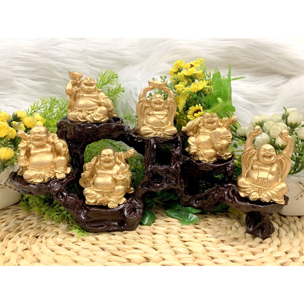 Bộ 6 Tượng Bồ Tát Di Lặc Hoan Hỉ kèm đế tượng 6 chân