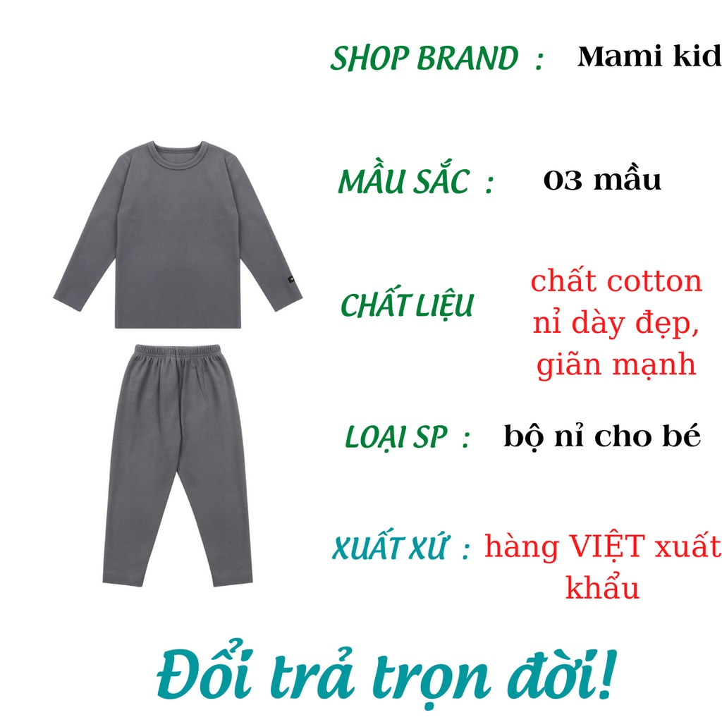 quần áo bé gái, bé trai vải nỉ cotton dày dặn và siêu mềm đẹp cho bé 10-40kg mamikid