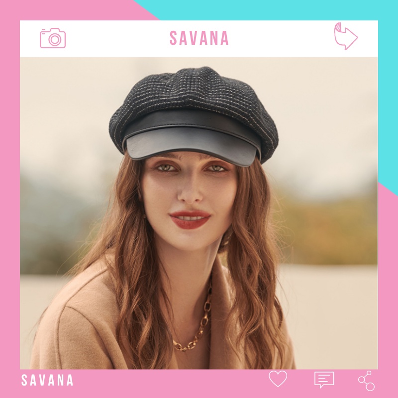 Mũ nồi lưỡi trai hàn quốc thời trang nữ kẻ caro Savana MS100