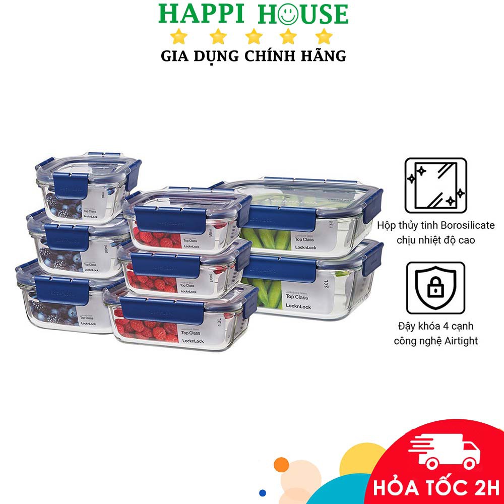 Hộp Thuỷ Tinh Chịu Nhiệt Lock&Lock (Nhiều Size)- Hàng Chính Hãng, Dùng Được Trong Lò Vi Sóng - Happi House