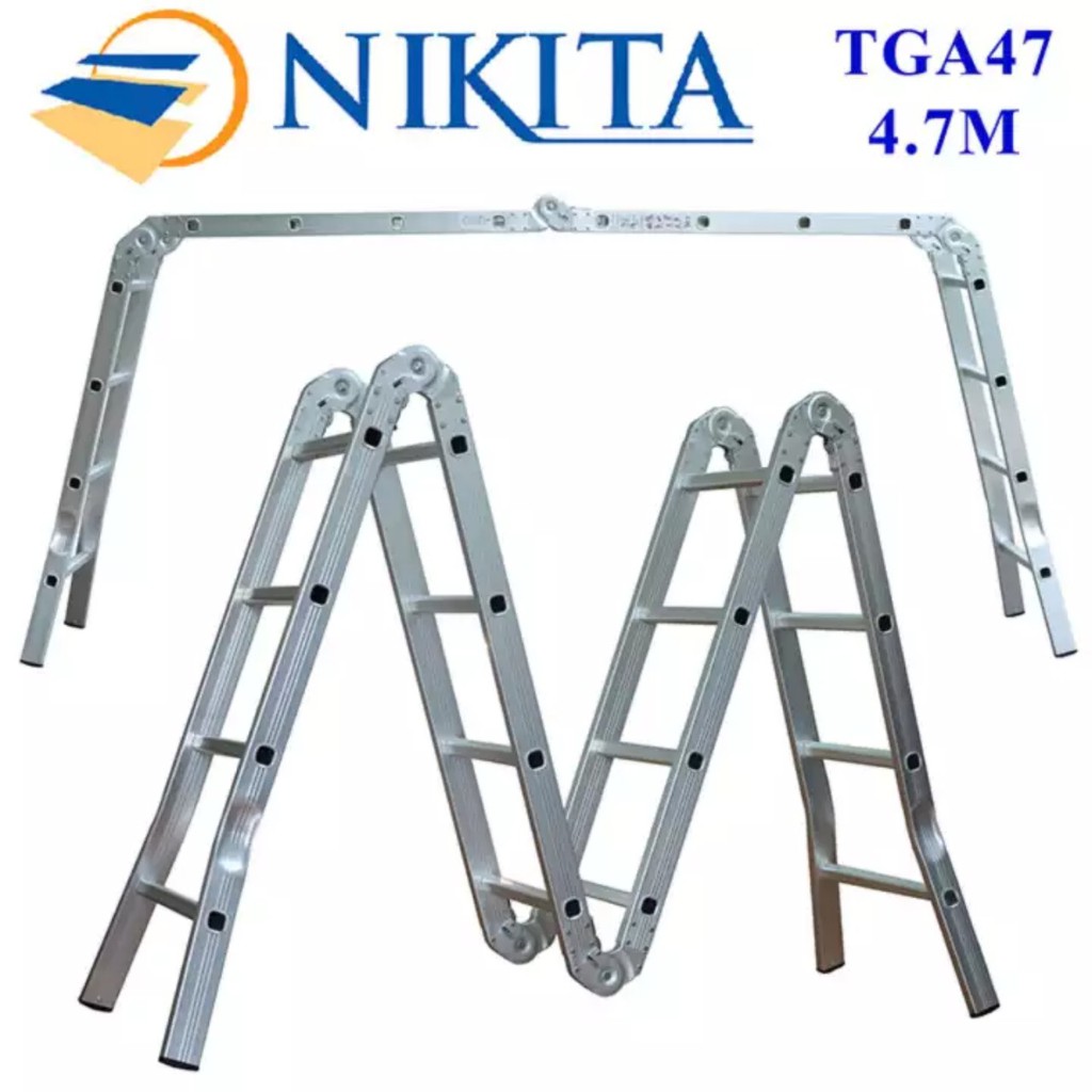 Thang nhôm gấp 4 đoạn (chữ A 2.3m, chữ I 4.7m) Nikita TGA47&amp;GA47