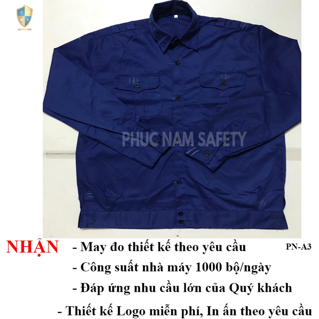 Áo bảo hộ lao động màu xanh dương, áo bảo hộ lao động PN-A3, BHLĐ PHúc Nam