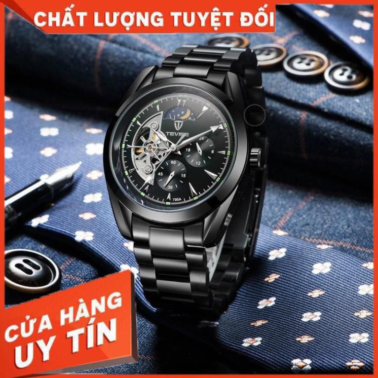 Đồng hồ nam tevise chính hãng automatic 795A dây thép nguyên khối (tặng kèm hộp , phụ kiện thâu dây)