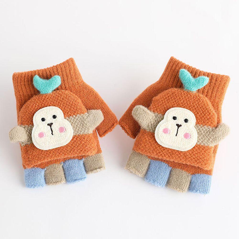 Găng Tay Hở Ngón Giữ Ấm Mùa Đông Thiết Kế Hình Chú Khỉ Hoạt Hình Phong Cách Hàn Quốc Dễ Thương Cho Bé Gái