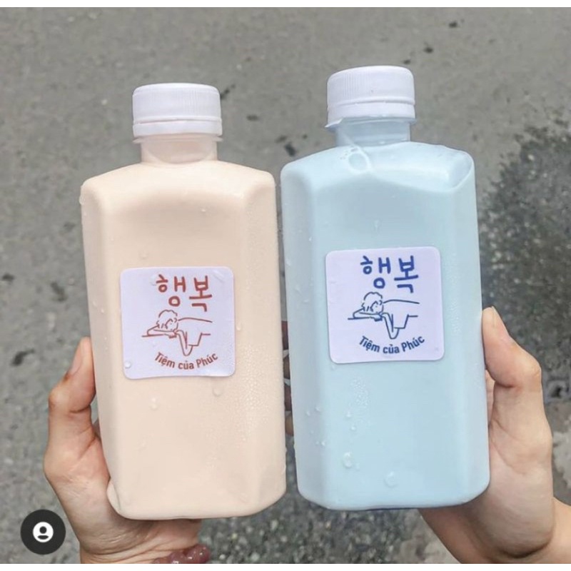 Chai Nhựa Vuông Dẹp 330ml Kèm Nắp