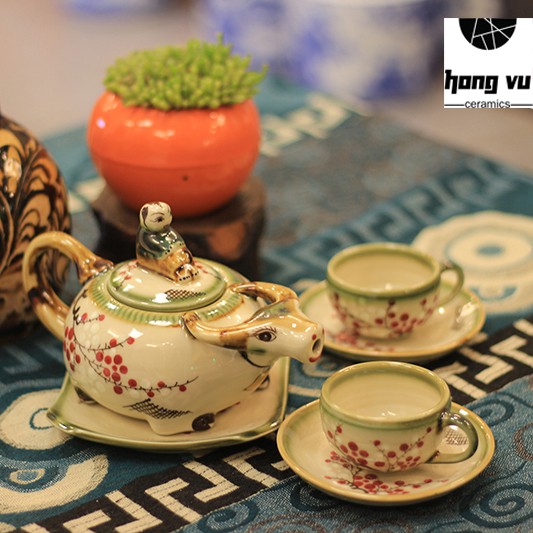 Bộ ấm chén Mục đồng chăn trâu đặt phòng khách