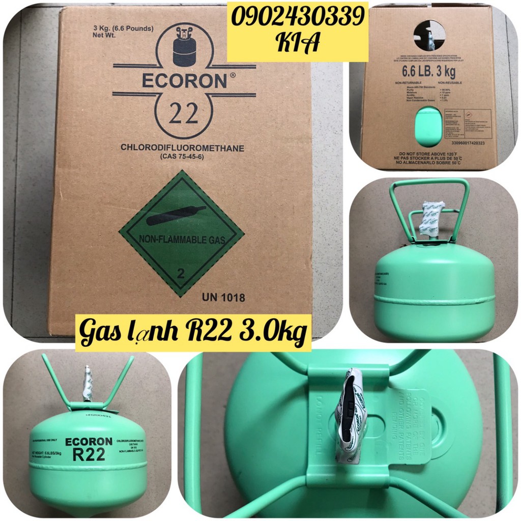 Gas lạnh R22 Ecoron ( 3.0 Kg/ bình )[Rẻ vô địch] [Ảnh thật]