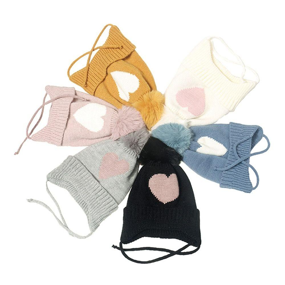 Mũ Dệt Kim Dày Dặn Giữ Ấm Tai Hình Trái Tim Cho Bé Trai Và Gái