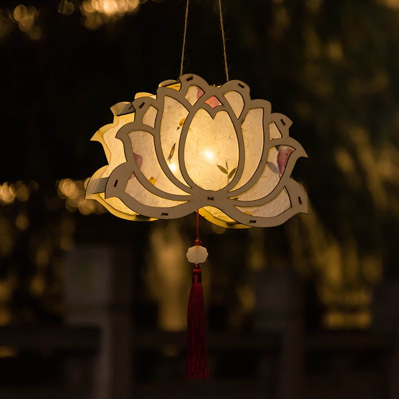 Đèn Lồng Tết Trung Thu Nguyên Liệu Handmade Tự Làm, đèn Lồng Giấy Và Hoa Phong Cách Cổ Xưa Sáng Tạo, đèn Lồng Cung điện Di động Phát Sáng Cho Trẻ Em