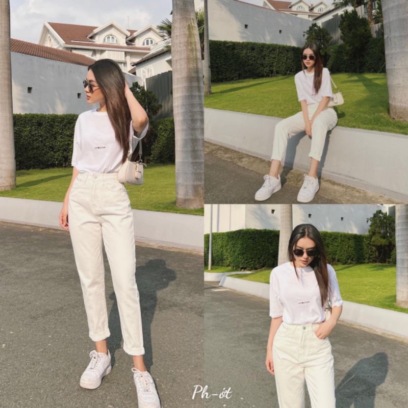 Quần baggy jean trơn 1 khuy hàng L1