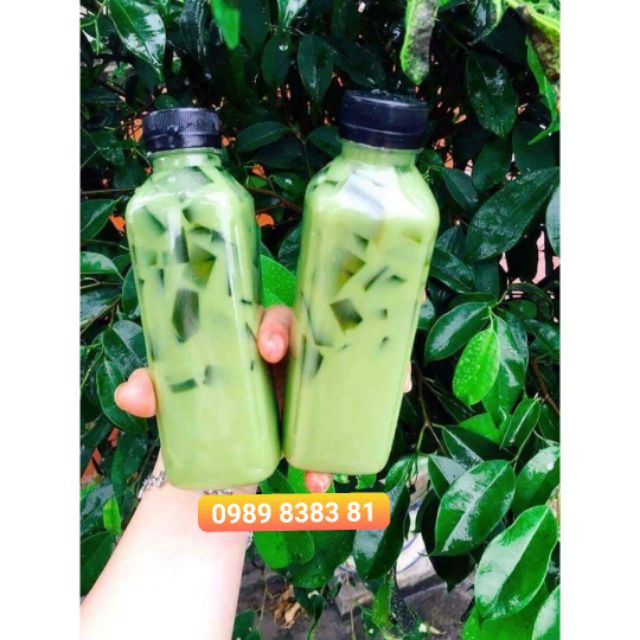 Combo 100 chai nhựa vuông 💕 350ml nắp đen đựng sữa chua, nước ép, detox