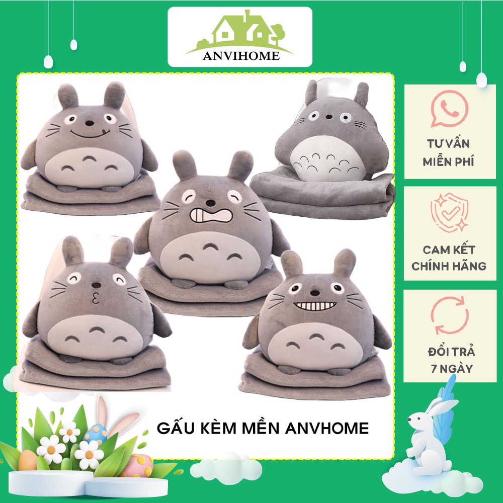Bộ chăn gối văn phòng gấu bông có mền hình Totoro ANVIHOME