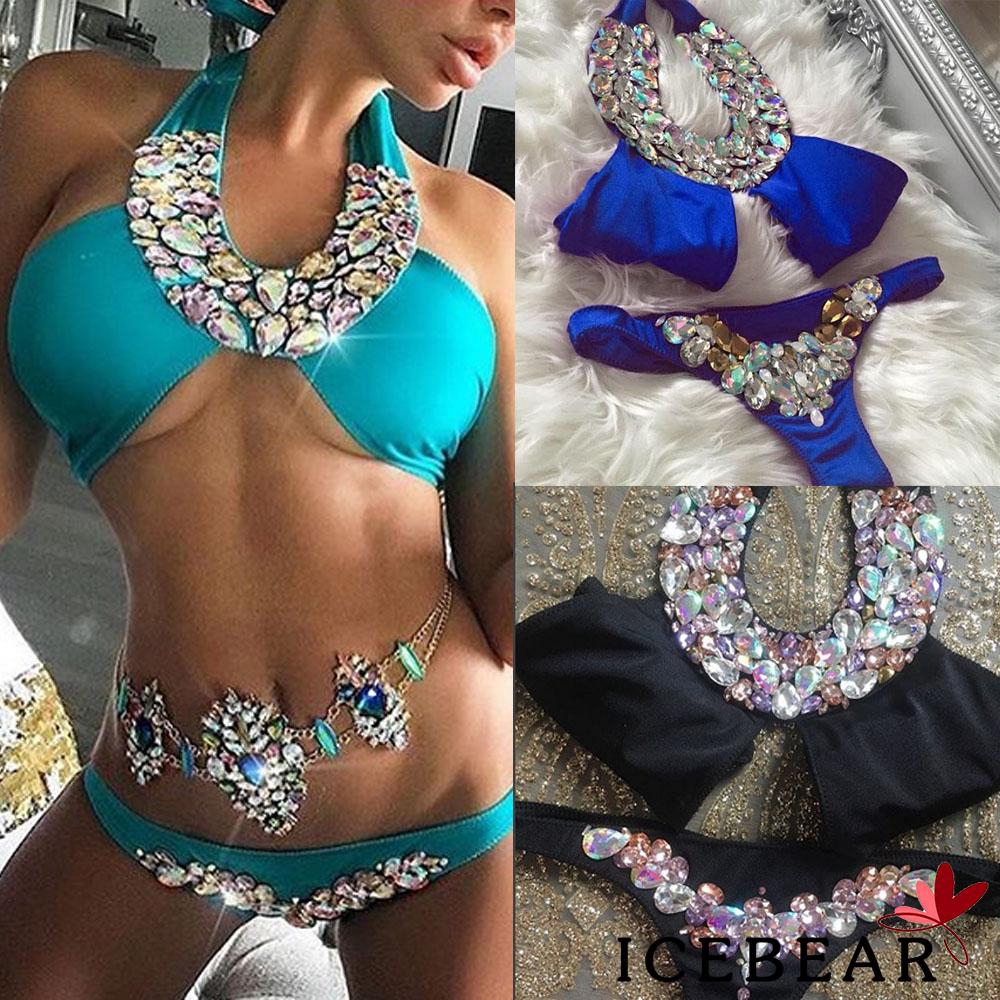 Set bikini hai mảnh đính đá gợi cảm cho nữ