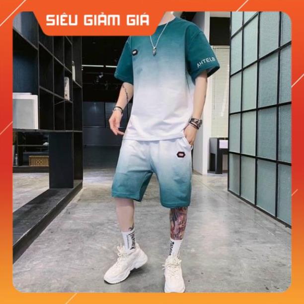 Set Đồ Thun Nam Thể Thao Mùa Hè  Loang màu Kiểu Dáng Năng Động Hàn Quốc thích hợp đi chơi mặc nhà (size 40kg-75kg)
