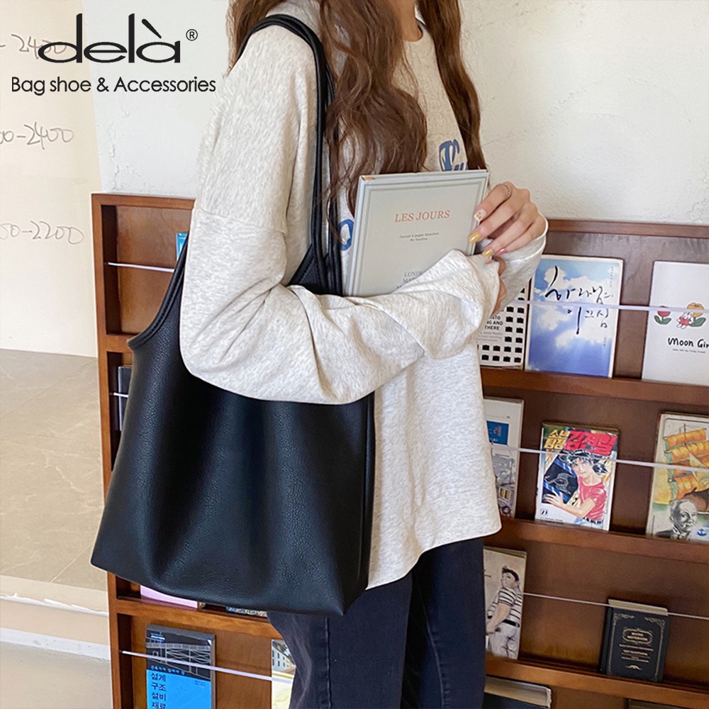 Dela Túi Xách Da Mềm Sức Chứa Lớn Phong Cách Hàn Quốc Mới