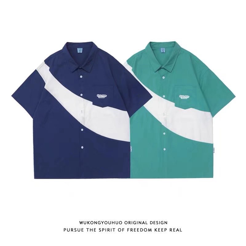 Áo Sơ Mi Tay Ngắn Dáng Rộng Màu Trơn Phối Túi Thời Trang Hàn Quốc Cho Nam