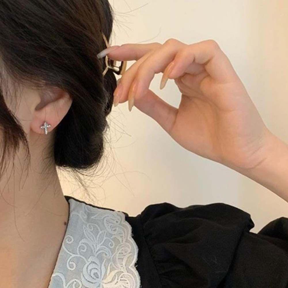 Đôi Bông Tai Hình Thánh Giá Thời Trang Cho Nữ|Khuyên Tai Tròn Hàn Quốc Cho Nữ