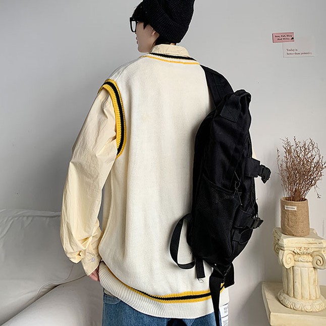 Áo khoác không tay dáng rộng phong áo khoác unisex áo len nam hàn quốc