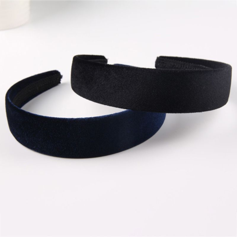 Băng Đô Vải Nhung Bản Rộng Màu Trơn Phong Cách Đơn Giản Cho Nữ