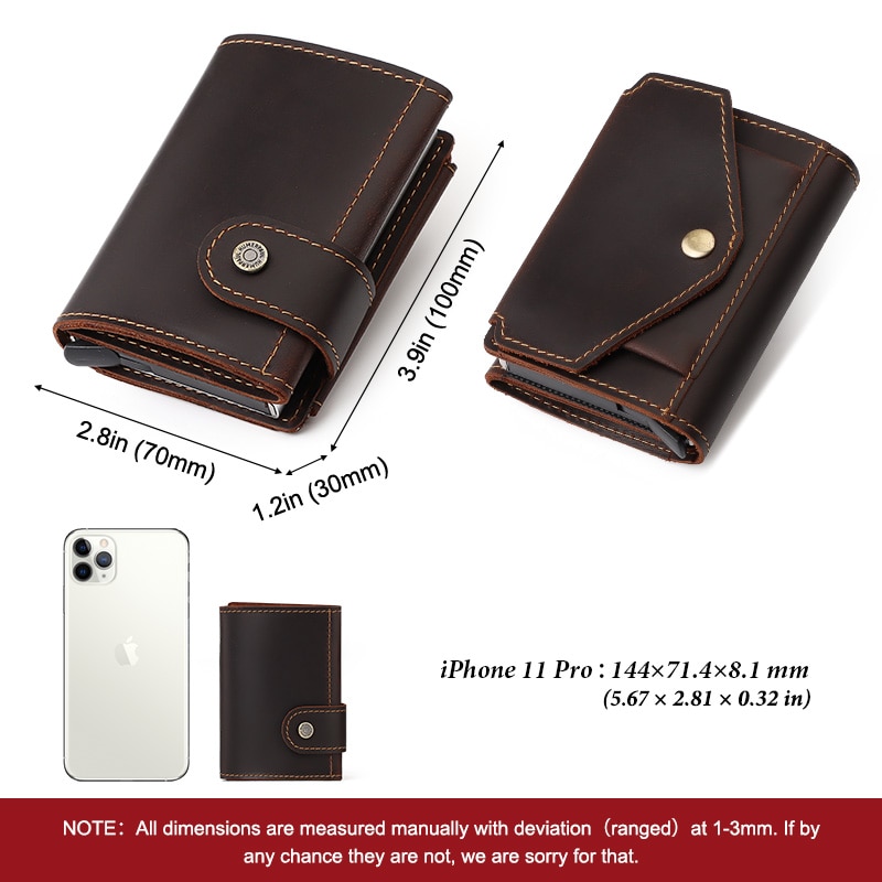 Chủ thẻ chặn RFID Ví nam Tự động bật lên Hộp đựng thẻ ID Crazy Horse Leather Ví tiền xu Nam Hộp nhôm